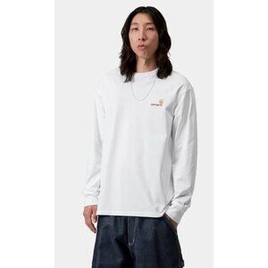 Carhartt WIP American Script Long Sleeve T-Shirt White XL Organic Cotton
